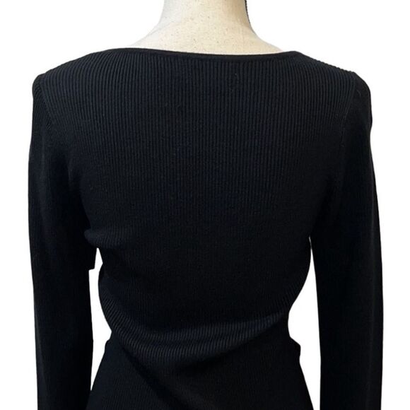 FTF V-Neck Ribbed Knit Cutout Sweater - Picture 8 of 11